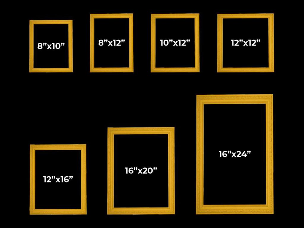 standard picture frame size chart