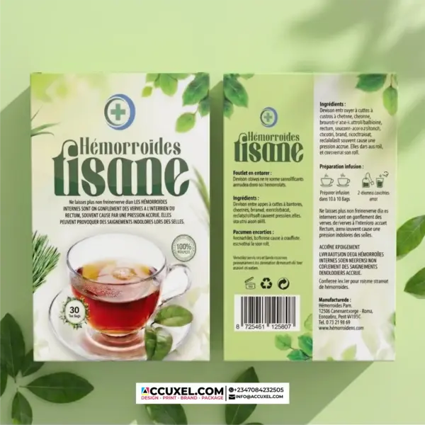 tisane tea box showing herbal blend inside