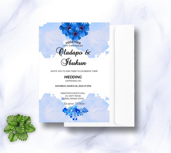 white and blue wedding invitation cards design and printing