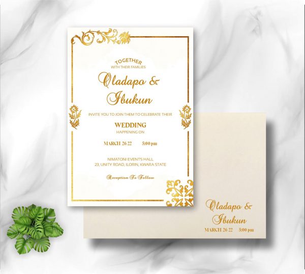 white and gold wedding invitation cards design and printing
